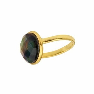Anillo de Plata de Ley 925 Más Vendido, Estilo Vintage para Mujer, con Cabujón de 12 mm, Piedra Preciosa de Concha de Abulón Multicolor, Chapado en Oro, Joyería al por Mayor - Product Image 6