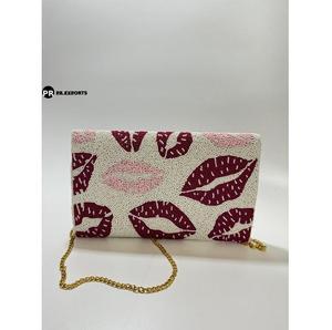 Para bolso de mano con cuentas de flores, moda de moda para mujer, bolso de mano para fiesta de boda, flor roja blanca, accesorio de noche llamativo - Product Image 2