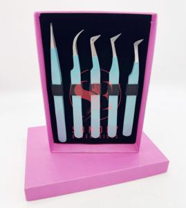 Profesional 100% Satisfacción del cliente Pinzas verdes 90 grados Sier Tip Acero inoxidable Durable Pestañas de alta calidad - Product Image 5