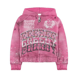 Sweat à capuche Umberto sur mesure, 100% coton molletonné, séchage rapide, avec strass en cristal français, effet délavé au soleil, coupe ample, délavage acide - Product Image 1