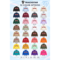 Sweat-shirt surdimensionné à col montant bleu roi personnalisé pour femme, avec appliqué brodé Trackstar, marque privée OEM