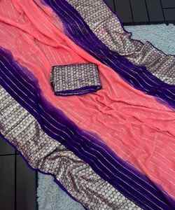 <span class=keywords><strong>Saree</strong></span> ผ้าฝ้าย organza นักออกแบบกับเสื้อลำดับและลูกไม้สำหรับงานแต่งงาน - Product Image 3
