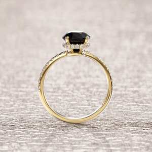 Alta calidad 2 quilates negro pera moissanita Compromiso 14K anillo de oro 4 puntas Micro pavé diseño boda joyería proveedor a granel - Product Image 2