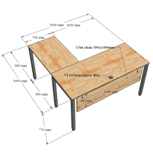Bureau en L exécutif en contreplaqué avec pieds en fer et design minimaliste - Mobilier de bureau durable (fini mélaminé) - Product Image 4