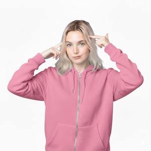 Sudadera con Capucha de Algodón 100% Tejida y Estampada de Moda Urbana para Mujer, Estilo Simple, Ajuste Holgado para Entrenamiento de Invierno con Cremallera Personalizada - Product Image 3