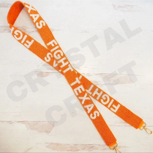 Gator Nation Customized White Gold Seed Bead Bag Straps 'Hook Em Horns' <b>Fashionable</b> <b>Accessory</b> Beaded Purse Strap - Product Image 5