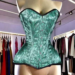 Schatz Internationale Groene Satijnen Korset Top Echte Stalen Botten Veters Achterkant Voorste Busk Full Bust Corset 2xs-6xl Shapers