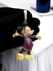 Colgante de Lujo con Incrustaciones de Moissanita de Mickey Mouse, Joyería Hip Hop, Dije de Personaje de Dibujos Animados con Diamantes - Product Image 1