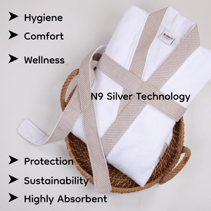 ผ้าเช็ดตัวผ้าฝ้ายออร์แกนิก100% ขนาดมาตรฐานผ้าเทอร์รี่สีขาวไม่เป็นขุยดูดซับน้ำได้ดีสีเงิน N9พรีเมี่ยม - Product Image 3