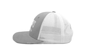 Sombreros de camionero de malla gris/blanco de alta calidad personalizados gorra deportiva de perfil medio 100% algodón de moda para uso al aire libre propio - Product Image 3
