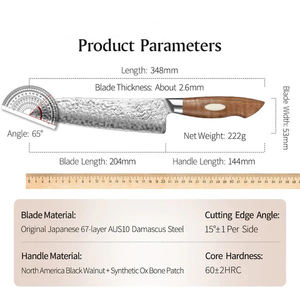 Cuchillo de Chef de acero inoxidable hecho a mano con mango de madera de nogal, cuchillo de supervivencia OEM personalizado para cocina y camping, grado DIY - Product Image 6