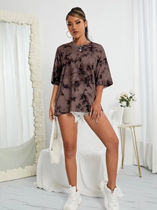 OEM T-shirt d'été en coton et polyester pour femmes, design personnalisé, uni, col rond ample et manches courtes - Product Image 4