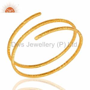 Pulsera de alambre de latón chapada en oro amarillo de 18 quilates, fabricante y proveedor de joyería para mujer, regalo para ella - Product Image 4