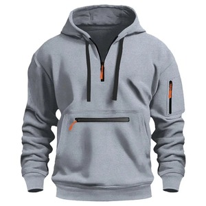 Pull de sport décontracté pour hommes, sweat à capuche de couleur unie, poche sur le bras, corde à manches longues, coupe ample, printemps, automne, hiver, chemisier à la mode - Product Image 6