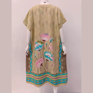 Hàng Ngày Giản Dị Thoải Mái Nút Phía Trước Váy Quá Khổ Dài Đến Đầu Gối <span class=keywords><strong>2</strong></span> Túi Cả Hai Bên Đơn Giản Thời Trang Cho Các dịp Hàng Ngày - Product Image 5