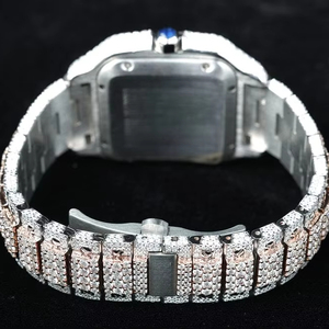 Reloj de diamantes de moissanita para todas las ocasiones, elegante, analógico romano, acero inoxidable de 22mm, cristal totalmente personalizado, recién llegado - Product Image 4
