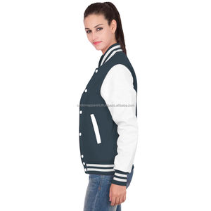 Chaqueta universitaria de lana de algodón para mujer al por mayor chaqueta universitaria bombardero bordada personalizada - Product Image 2