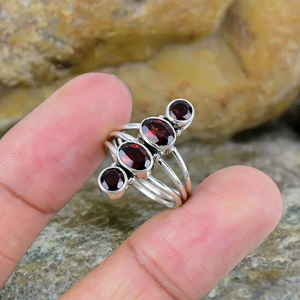 เครื่องประดับราคาโรงงานโกเมนหรูหราพลอย3แหวนซ้อนเครื่องประดับดีแหวนปรับได้ Boho สำหรับงานแต่งงานเครื่องประดับจำนวนมาก - Product Image 3