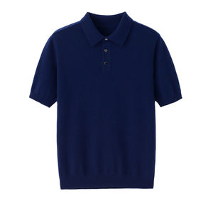 Polo de Hombre, Transpirable, Antiarrugas, Tejido de Punto 16GG, Talla Grande, Nuevo, Cachemira Pura, 260, con Logotipo Teñido, Diseño Formal - Product Image 1