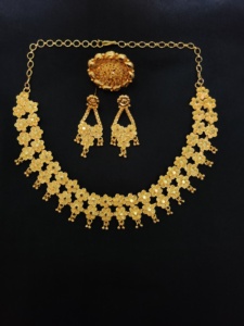 100% puro 22K chapado en oro collar pendientes anillo conjunto con estilo de lujo conjunto de joyas para mujeres usan conjunto de joyas - Product Image 2