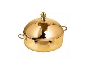 จานเสิร์ฟอาหารสแตนเลสสีทองรอยัลพร้อมดีไซน์ลายนูนหม้อไฟสำหรับงานแต่งงานขนาดใหญ่อุปกรณ์ทำอาหาร - Product Image 1