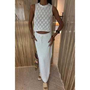 Ensemble en tricot ajouré respirant avec détail croisé dans le dos 10097 - Product Image 6