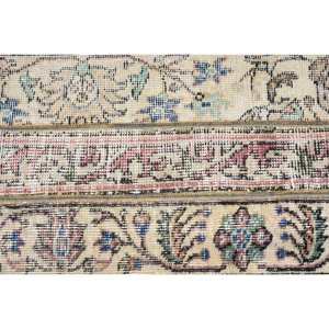 Alfombra de área de lana turca Vintage de 18x28 pies, diseño de retazos clásico Beige verde, látex, rectángulo grande abstracto para habitación de pasillo - Product Image 5