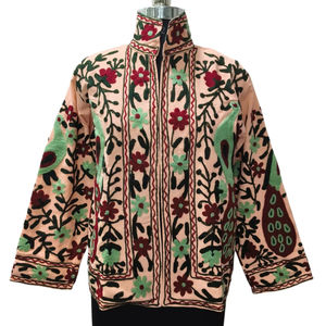 Chaqueta de algodón para mujer hecha a mano Boho Chic Multicolor Suzani bordado transpirable diseño Floral Vintage Casual Chaqueta corta - Product Image 1