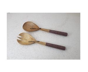 Juego de Cubiertos de Madera/Resina Artesanal para Ensalada, Cuchara, Tenedor, Servidor de 11 Pulgadas, Ecológico, con Logotipo Personalizado - Product Image 5