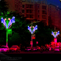 Luminaria LED de Columna/Poste para Calle, Colgante, Montada, Impermeable IP65, Roja, con Motivo de Estrella 2D, para Decoración Navideña Exterior y Paisajismo