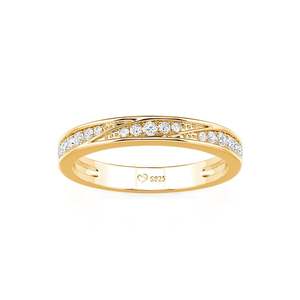 Jeulia วงแต่งงานคลื่นบายพาสทองเหลืองชุบทองสำหรับผู้หญิง - Product Image 3