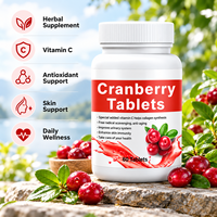 Comprimés de canneberge OEM ODM avec vitamine C, antioxydant, soutien pour la peau et les cheveux, complément alimentaire à base de plantes, 60 comprimés