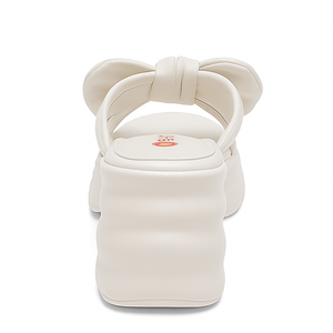 รองเท้าแตะส้นแบนเปิดนิ้วเท้าสำหรับผู้หญิง, รองเท้าส้นแบนผูกโบว์ PU สำหรับฤดูร้อน - Product Image 3