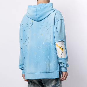 เสื้อฮู้ดดี้ทรงบ็อกซี่โอเวอร์ไซส์ผ้าฝ้าย 100% หนานุ่ม ดีไซน์สั่งทำพิเศษ สไตล์วินเทจฟอกสีซีดแบบซันเฟด ลุคดิสเทรส สำหรับฤดูหนาว - Product Image 4