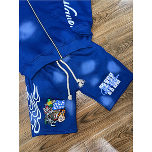 Otoño Full Zip-Up Sudadera con capucha y pantalones cortos Conjunto para hombres 100% Algodón Fleece Quick Dry Low MOQ 20 Sets - Product Image 4