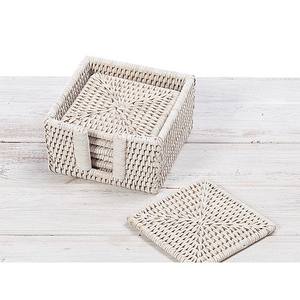 Ensemble de sous-verres carrés en rotin napperons tissés naturels sous-verres d'herbe de mer en osier napperons résistants à la chaleur tapis de Table en gros - Product Image 4