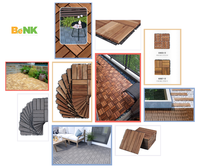 Dalles de terrasse en bois d'acacia emboîtables 300x300mm, texture parquet, style moderne classique, antidérapantes, isolation thermique – Vente chaude