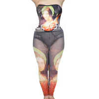 Corsés al por mayor con estampado sublimado de la Mona Lisa y conjunto de leggings sublimados