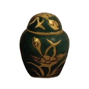 High Quality Brass Cremation <b>Keepsake</b> Urns With Engraving Gold And Black Color Finished For Human <b>Ashes</b> Funeral Supply - Product Image 3