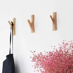 Hot selling wooden hook hanger Wood Wall Coat Hooks Wall Mounted Rustic Heavy Duty Robe Hook at low price