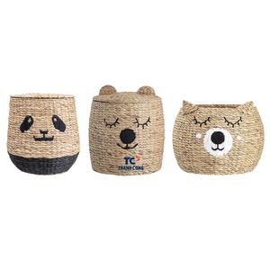 Paniers de rangement en jacinthe d'eau Design chaud, paniers tissés à la main pour enfants - Product Image 4