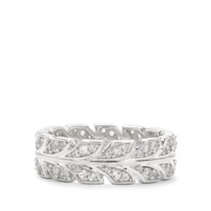 Bague en argent sterling plaqué rhodium avec topaze blanche 0,85 ct taille marquise, bijoux fins - Product Image 2