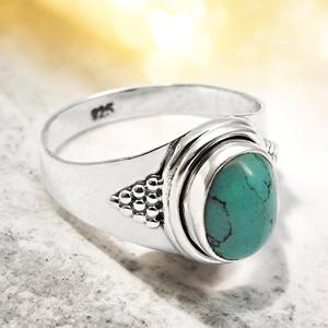 Bijoux pour femmes à la mode 925 Sterling Silver Natural Turquoise Gemstone Minimalist Design Hand Crafted Classy Rings Bulk Suppliers - Product Image 1