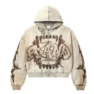 Article frais votre logo de marque conception professionnelle hommes à capuche basique coton mélangé haute rue meilleur style à capuche - Product Image 2