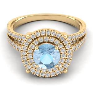 แหวนหมั้นเพชรทองคำแท้ 14K งานแฮนด์เมด REYES สำหรับผู้หญิง ทรงกลม 1.3 กะรัต พลอยอะความารีน เครื่องประดับชั้นดี - Product Image 6