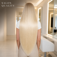 Extensions de cheveux à clipser de 22 pouces, 100g, trame épaisse et large, 100% cheveux humains # Blond platine 613 lisse avec 5 clips, une seule pièce