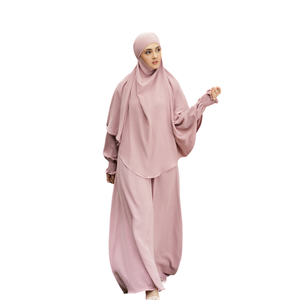 Robe Modeste Vente en Gros Femmes Turquie Dubaï Style Solide Couleur Jilbab Abaya Femme Musulmane Abaya Hijab 3 Pièces Ensemble Vêtements Islamiques - Product Image 5