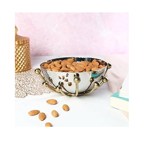 <b>Stainless</b> <b>Steel</b> <b>Bowl</b> Silver Leaf Design Crafts Hammered Design Decorative <b>Bowl</b> Centerpieces for Tables - Product Image 3