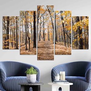 Arte de pared de vidrio templado Autumn Forest: decoración de paisaje impresa en lienzo, JUEGO DE 5 LIEZNAS SURTIDAS - Product Image 1