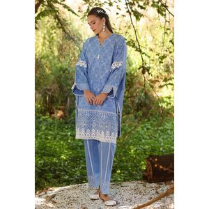 Chemise en mousseline de soie violette 2 pièces non cousue avec broderie détaillée et décorations complexes - Product Image 6